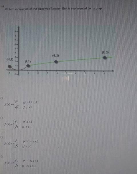 PLS

Write the equation of the piecewise function that is represented by its graph.
IS IT A, B, C,