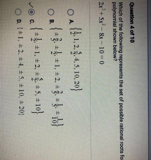 Which of the following represents the set of possible rational roots for the

polynomial shown bel