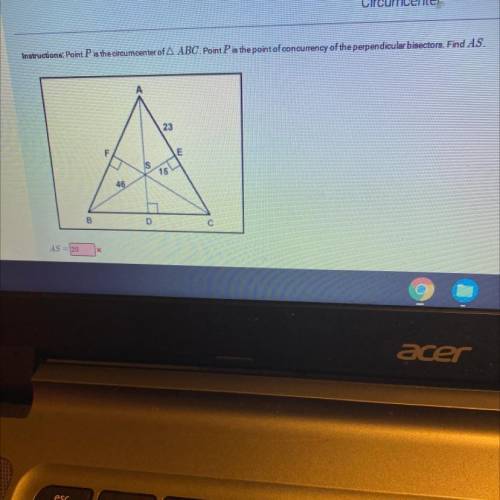 *** SOMEBODY HELP ME**

Point p is the circumcenter ABC. Point p is the point of concurrency of th