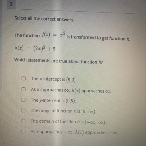 Which statements are true about function h?
