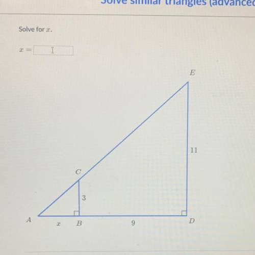 Solve similar triangles (advanced)
solve for x