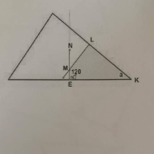 2. In the triangle below, NE and KL are perpendicular bisectors. Knowing that the sum of interior a
