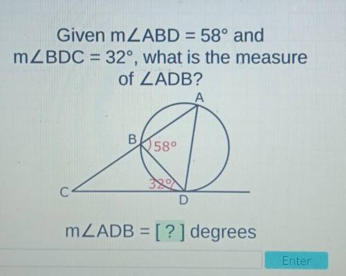 Please helpabd=58 and bdc=32 what is the measure of adb​