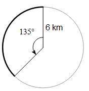 PLEASE HELP ASAP

Find the length of the arc.Answer Options:A. 9π/2 kmB. 9π/3 kmC. 539π/12 kmD. 18