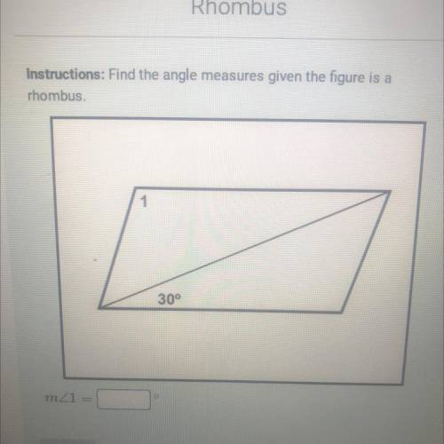 Find the angle measure given the figure is a rhombus just give the answer