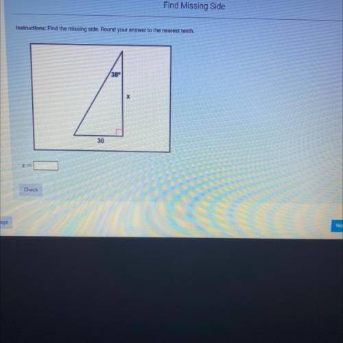 Find the missing side. Round your answer to me nearest tenth