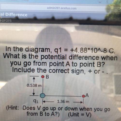 In the diagram, 91 = +4.88*10^-8 C.

What is the potential difference when
you go from point A to
