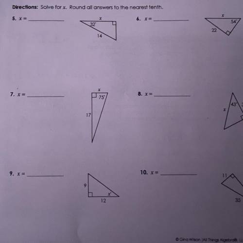 Please help solve x and round all answers to the nearest tenth