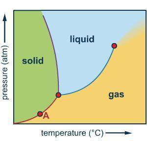 Which phases can coexist at equilibrium at point A on the phase diagram?

A. solid and gas
B. gas