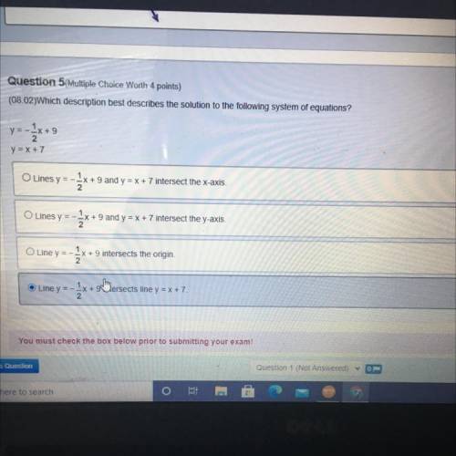 Multiple Choice worth 4 points)

(08.02)Which description best describes the solution to the follo