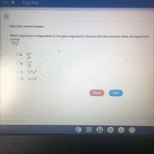 Which expression is equivalent to the given expression? Assume the denominator does not equal zero.