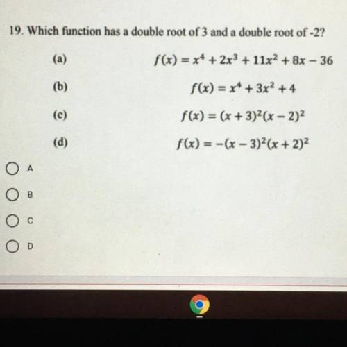Which function has a double root of 3 and a double root of -2