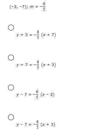 Write an equation in point-slope form for the line through the given point with the given slope. (N