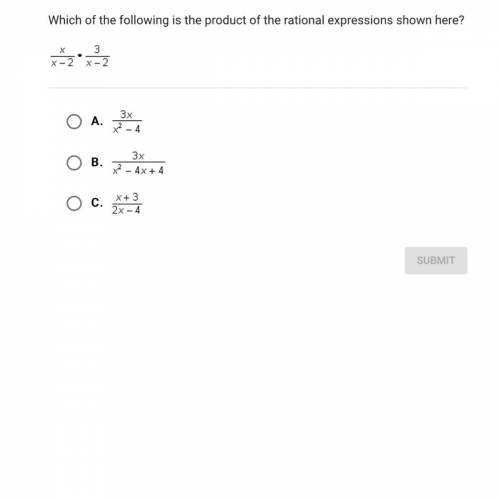 Which of the following is the product of the rational expressions still here?