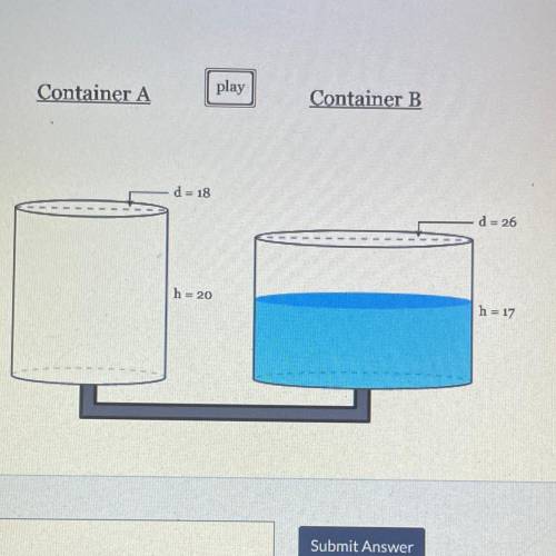 Two containers designed to hold water are side by side, both in the shape of a

cylinder. Containe