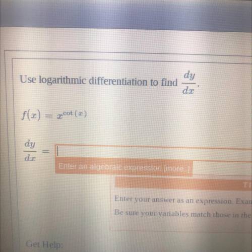 Use logarithmic differentiation to find dy/dx
