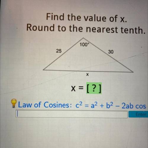 Find the value of x. Round to the nearest tenth