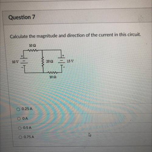 Calculate the magnitude and direction of the current in this circuit.

Please help, I’ll like