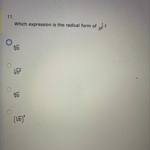 Which expression is the radical form of 1/5b