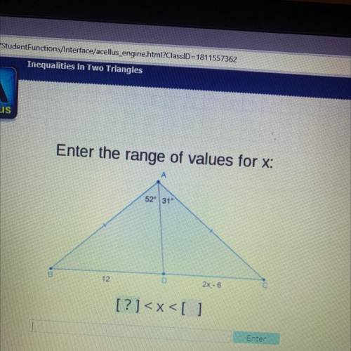 Enter the range of values for x: