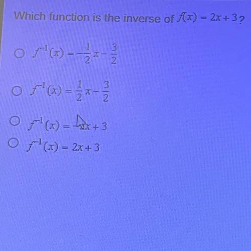 Which function is the inverse of 6) = 2x+39
ASAP