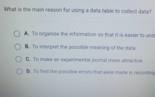 What is the main reason for using a data table to collect data?​