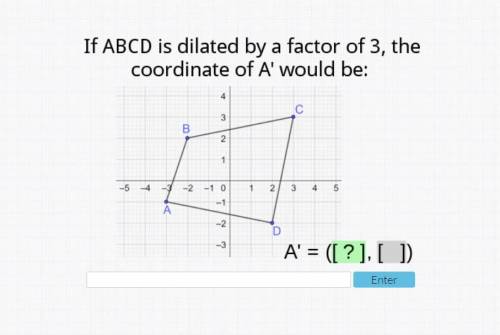 If ABCD is dilated by a factor of 3 the coordinates of A would be