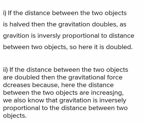 what will happen to the gravitational force between two bodies if the distance between them is halve