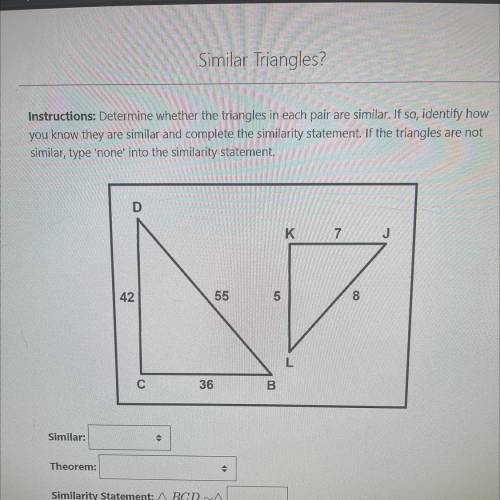 Determine whether the triangles in each pair are similar.