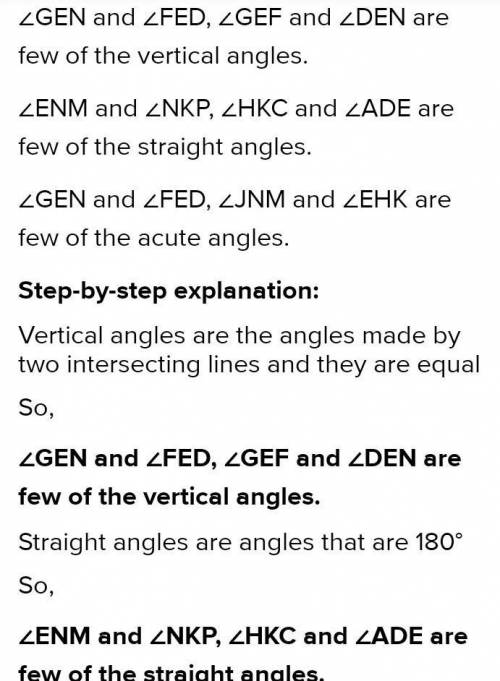 Partills Namo a pair of vertical angles, a straight angle, and two acute angios

other than 2GEN (1