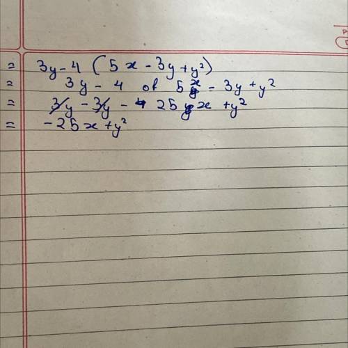 3y-4(5x-3y+y²) expand and simplify​