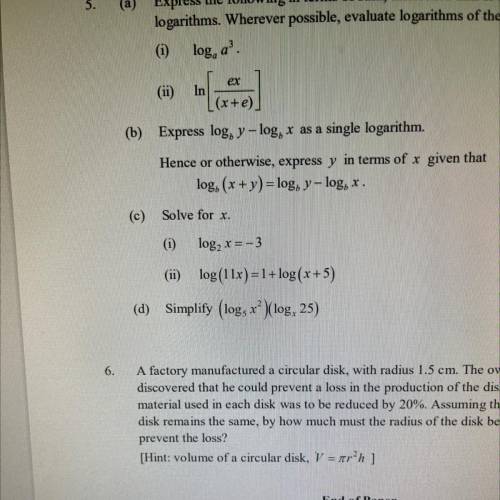 Log, (x + y)=log, y, log, x .
Solve for question D only