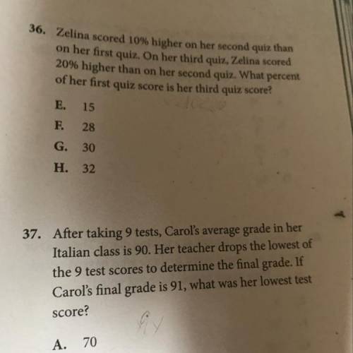 Help on 36 and 37 pls, the choices for 37 are 70,77,82, and 90