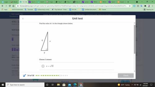 Find the value of x in the triangle shown below.