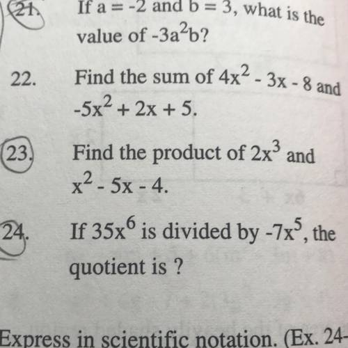 Find the product of 2x cubed and x squared minus 5x minus 4. Problem number 23