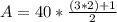 A=40*\frac{(3*2)+1}{2}