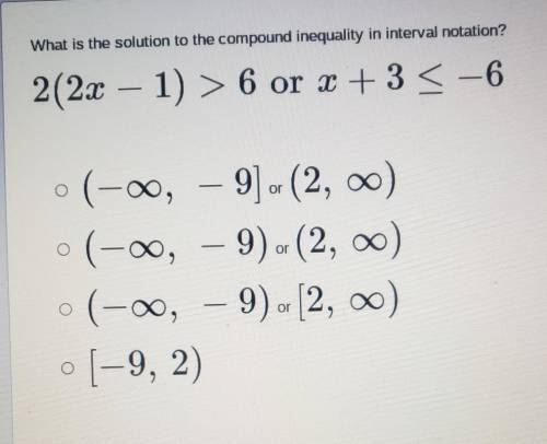 What is the solution to the compound inequality in interval notation​