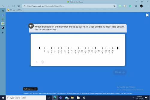 Which fraction on number lin is equal to 3