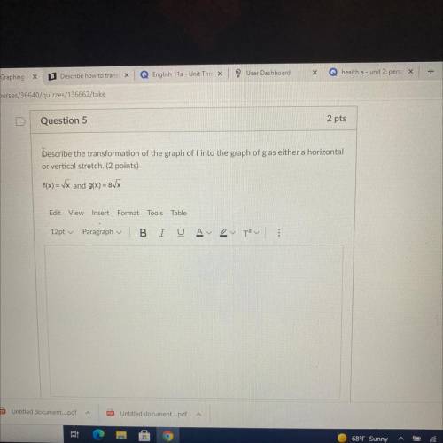 describe the transformation of the graph of f into the graph of g either a horizontal or vertical s