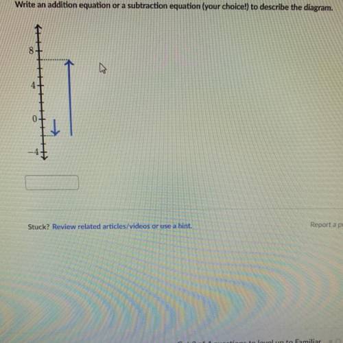 Write an addition equation or a subtraction equation (your choice!) to describe the diagram,

8
0