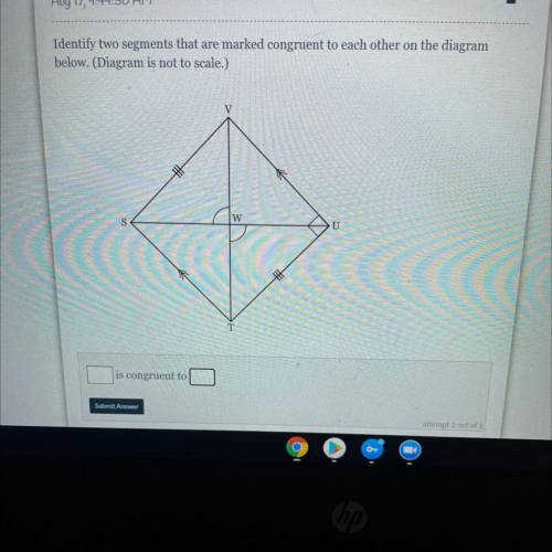 Identify two segments that are marked congruent to each other on the diagram

below. (Diagram is n