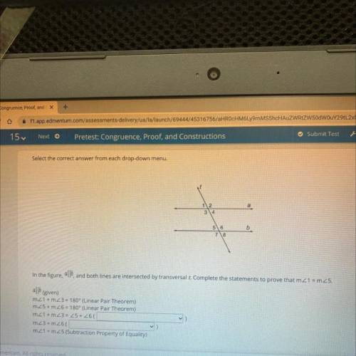 Select the correct answer from each drop-down menu,

3 4
b.
7 8
In the figure, alb, and both lines