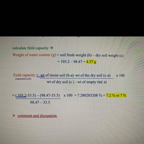 I need to write a comment and discussion about this result of soil field capacity !!

It’s Environ