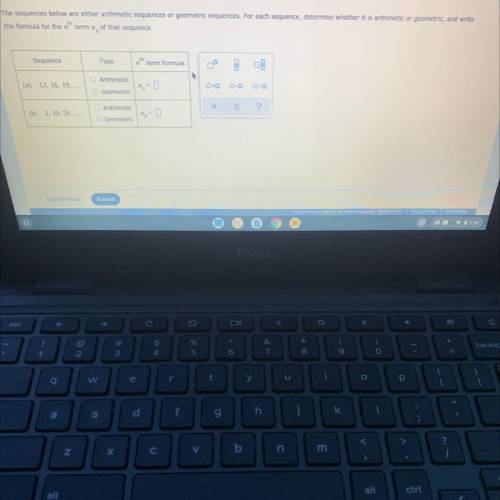 The sequences below are either arithmetic sequences or geometric sequences. For each sequence, dete