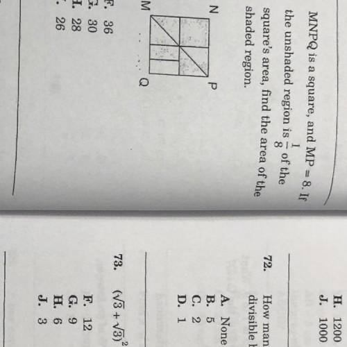 How do you do the question with the square and 73?