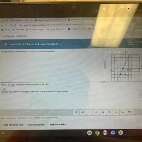 Using the graph, find the equation of the line in slope-intercept form.

What is the slope-interce