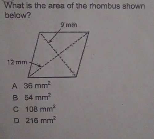 What is the area of the rhombus shown below? ​