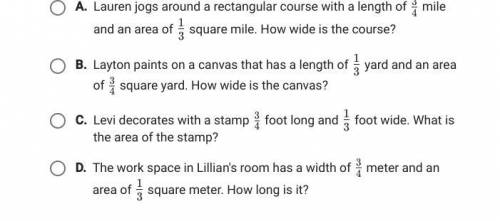 Select the story problem that this division problem represents 3/4 divided by 1/3