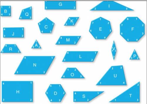 List all polygons in the Shapes Set that have:

a. only right-angle corners.
b. only obtuse angle