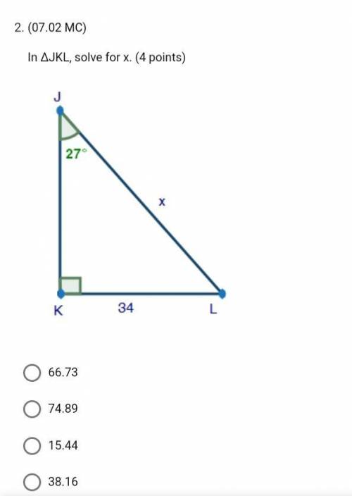 PLS HELP IF DONE CORRECTLY I WILL MARK AS BRAINLIEST!!! In ΔJKL, solve for x